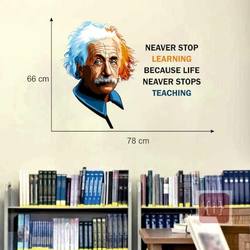 Image of Albert Einstein The True Quote Office - Inspirational - Motivational - Quotes - Wall Sticker for Kids Room, Living Room, School, Library (Size - 66CM X 78CM)