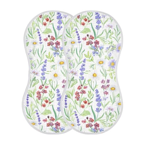 xigua Lavender Muslin Baby Burp Cloths Set of 2, Super Soft & Absorbent Burping Rags, Cotton Burp Clothes Shower Gift for Newborn, Baby Girls and Boys2