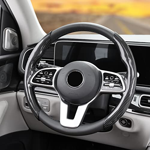 AOLEAD Couvre Volant, Accessoire Voiture Interieur Antidérapants et Ultra-légers en Fibre de Carbone, Noir Cover