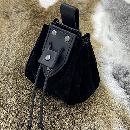 HiiFeuer Vintage Medieval Faux Leather Drawstring Pouch, Middle Ages Portable Coin Purse - Image 4