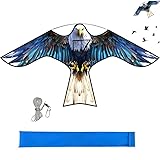 HENGDA KITE Bird Hawk Flying Kite Without Pole for Crops Farm Protector Bird Scarer Flying Kite Without Pole Bule
