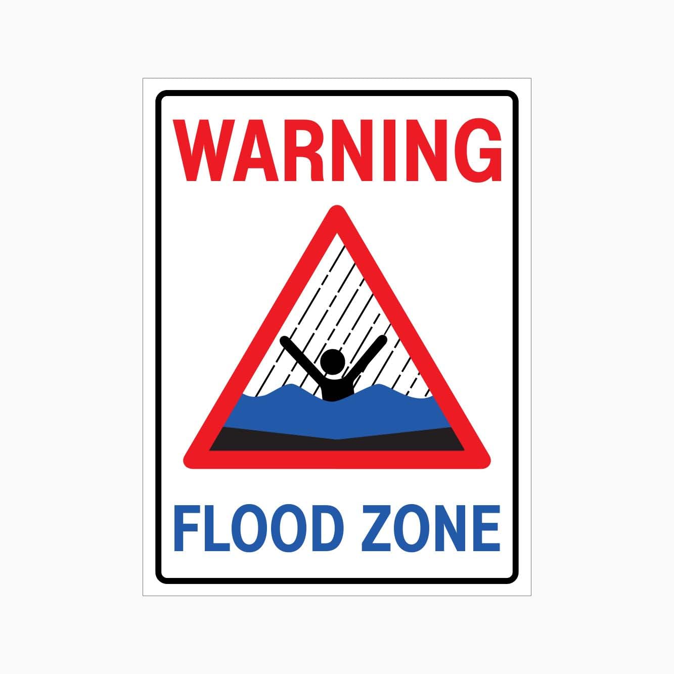 WARNING FLOOD ZONE Sign, 12x8 Metal Tin Sign, This area is prone to flooding.