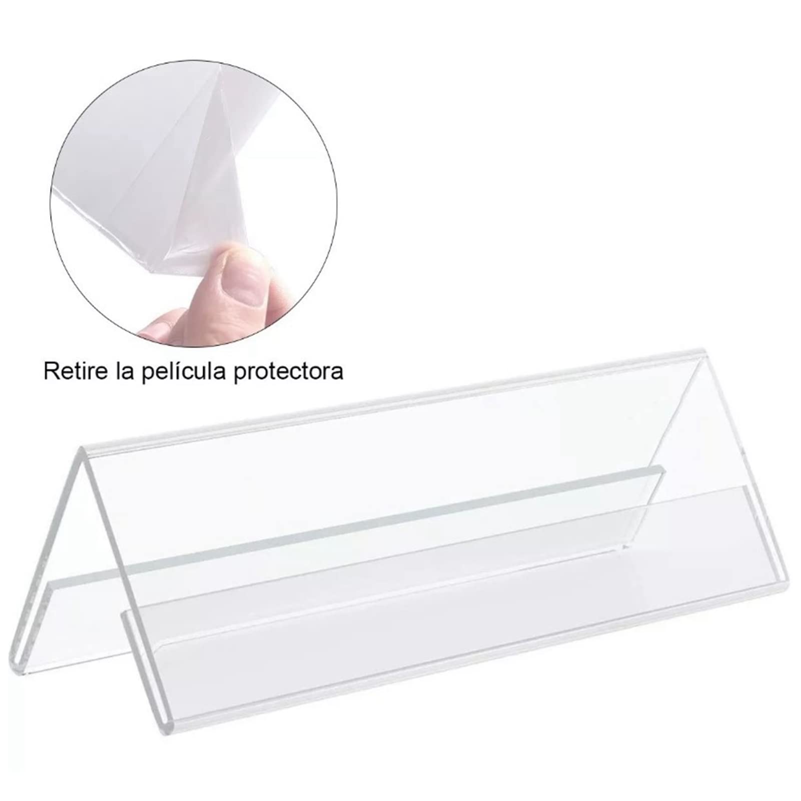 CHEOTIME 5Pcs Name Plate for Desk, Double Sided Clear Tent Name Plate Display V Shaped Base Name Card Holder for Office School Store Business - Image 2