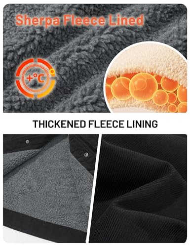 TACVASEN Men's Corduroy Jacket Fleece Sherpa Lined Winter Coats Warm Cotton Casual Trucker Cargo Jacket with Multi Pockets4