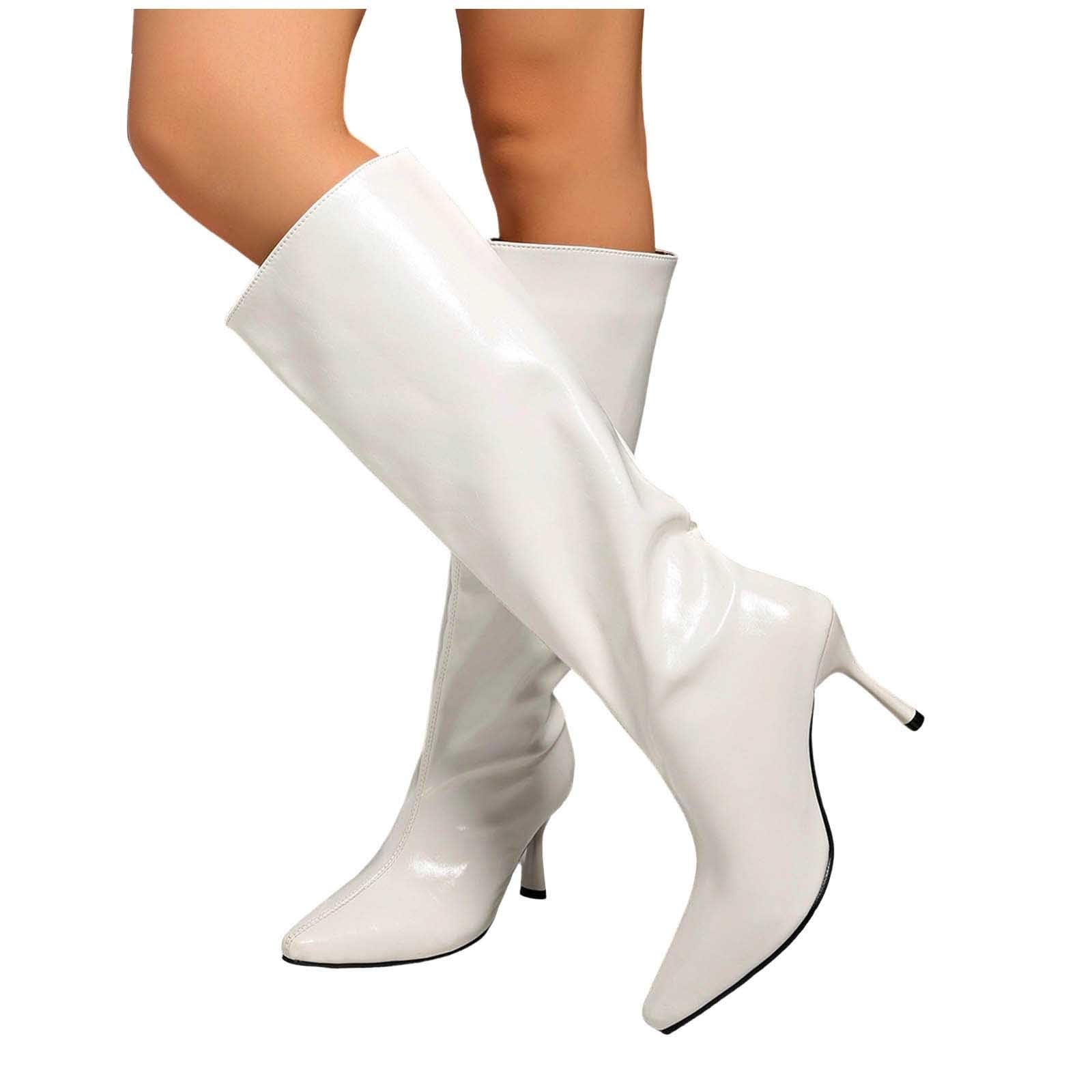 Kniehohe Stiefel Damen Hoher Stilettoabsatz und Spitze Zehenpartie