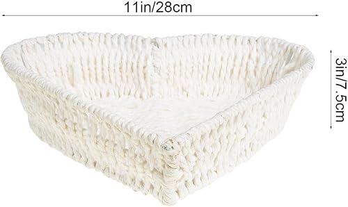 Miniatura 6 de Cabilock Cesta de aperitivos Cesta en forma de corazón Plato de fruta Pan de verduras Tazón de comida Bandeja de almacenamiento tejida de cuerda de