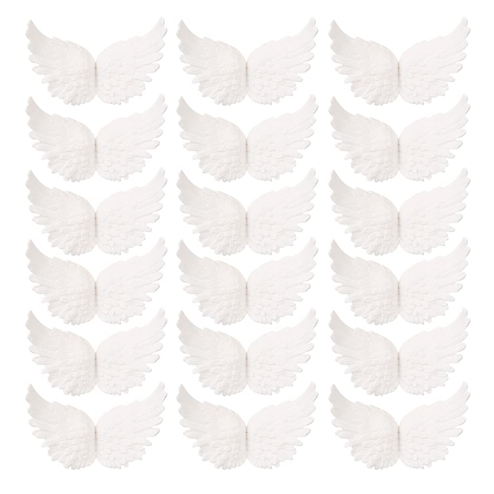 JIHUOO 18 Pcs Plastic Angel Wings White Craft Wings Cake Topper Decoration Christmas Tree Ornaments