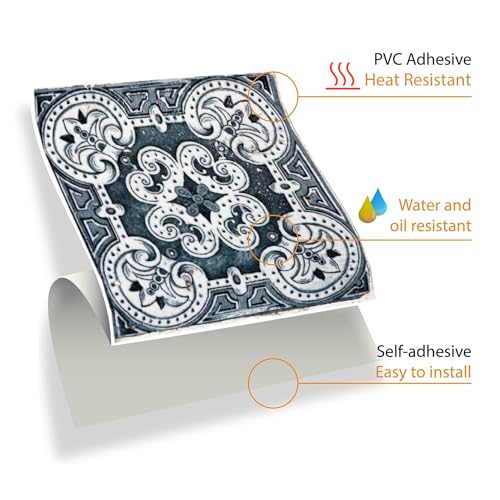 WALPLUS 24 Stück 15x15cm Korfu Farbenfroh Mediterran Mehrfarbig Wandfliesen Aufkleber Schälen und Kleben Backsplash Abziehbilder Startseite Dekore Aufkantung für Küche Badezimmer Kacheln Farbe auf