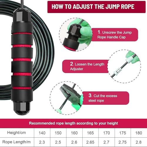 Image of VICTORY Professional Adjustable Skipping Rope Speed Cable With Comfortable Handles Speed Skipping Rope /Exercise Rope For Men, Women Workout (Red)