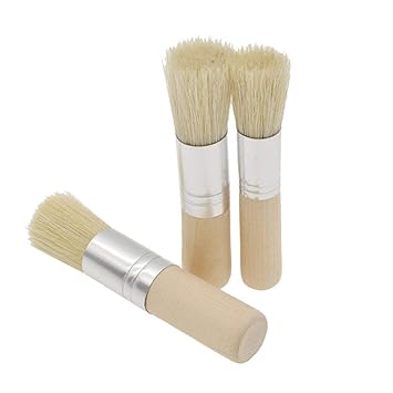 Sabahz Trading 3Pcs Stencil Brushes Set, Art Crafts Paint Brush with Pure Natural Hog Bristle