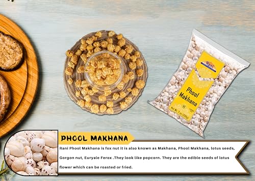 Image of Rani Jumbo Phool Makhana (Fox Nut /Popped Lotus Seed) Plain Raw Uncooked 7oz (200g) ~ All Natural | Vegan | No Colors | Gluten Friendly | NON-GMO | Kosher | Indian Origin