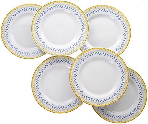 Braque Ceramic Dinner Plates Set of 6, 10.5 inch Dish Set - Microwave, Oven, and Dishwasher Safe, Scratch Resistant, Modern Rustic Dinnerware - Kitchen Porcelain Serving Dishes - Olive Vine