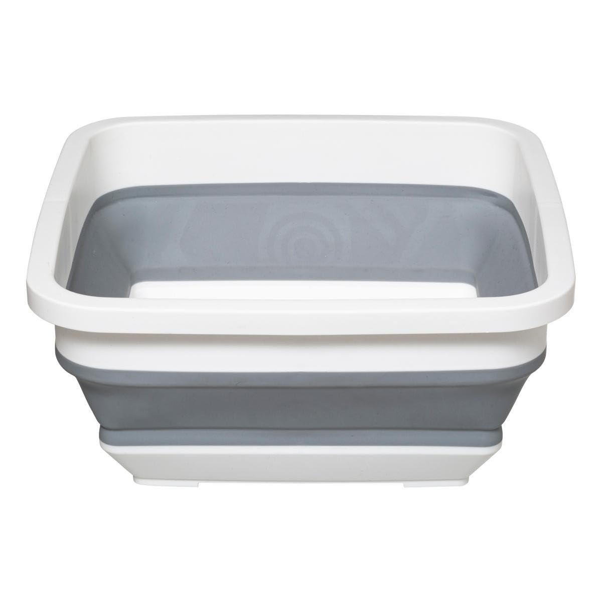 5five - Bassine Rétractable 8L - Panière Pliable Grise Blanche - Gain de Place - Idéale pour Ménage et Lessive - Cuisine, Buanderie, Extérieur - L. 32 x P. 32 x H. 15 cm
