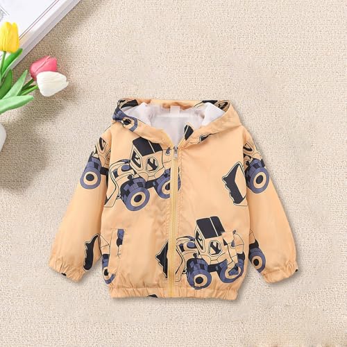 Kids Boys Waterproof Windbreaker Jacket Hooded Long Sleeve Zip Up Coat Children Car Print Lightweight Hoodie3