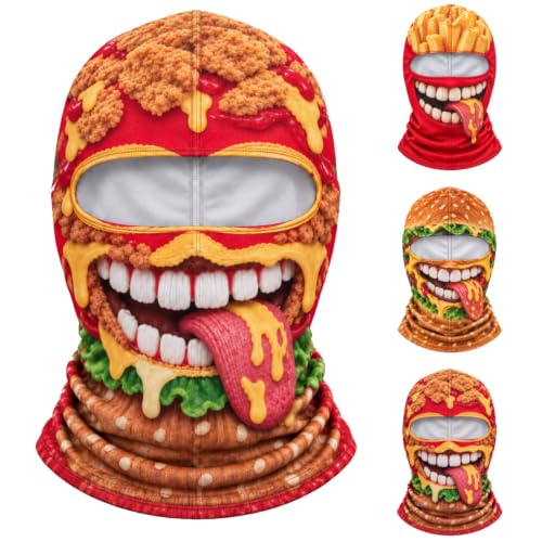 Funny Ski Mask Old Man Hamburger Printed Balaclava Winter Novelty Masks