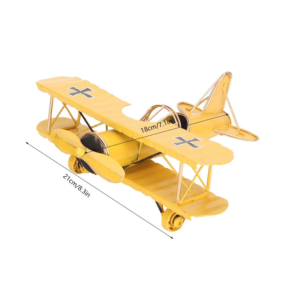 TOYANDONA Maquette Avion de Chasse Rétro en Fer, Modèle Réduit D'Avion Vintage Jaune, Stable pour Bureau et Décoration Intérieure du Salon