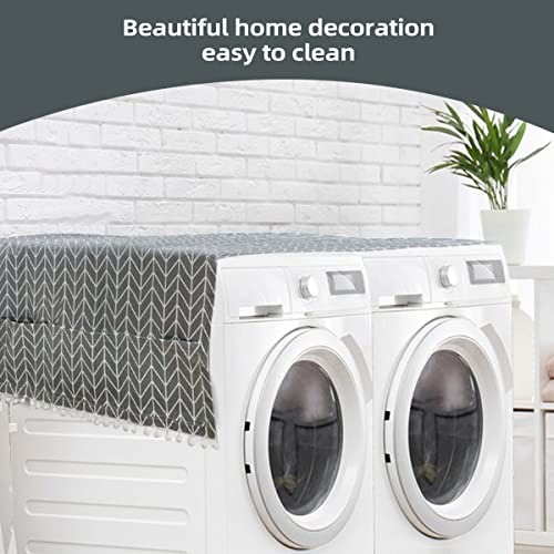 Washer and Dryer Covers for the Top 79 x 22Inch,Anti-Slip Washing Machine Cover with Storage Bags Dust-proof Cover with Pockets for Home Kitchen Laundry(Gray, Arrows)