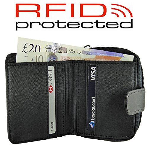 Ladies Small Compact Leather Purse with RFID Protection (Black) - Image 3