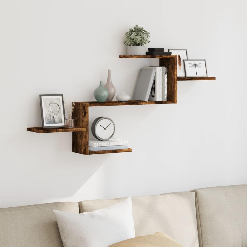 Mensola da parete in legno di rovere affumicato, 104 x 15 x 49 cm, mensola sospesa e mensola sospesa per soggiorno, camera da letto, cucina e bagno, 20 kg