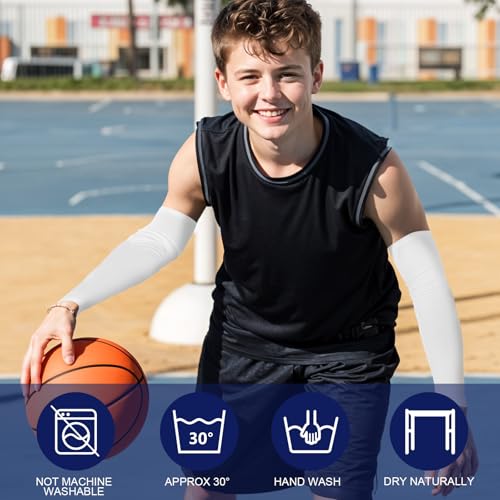 Ouligay 4 Paar Kinder Arm Sleeve UV Sonnenschutz Ärmel Ärmlinge Uv Schutz Armstulpen Sommer UPF 50+ Armsleeve Kühlung Armlinge für Mädchen Jungen Volleyball Basketball Fußball Golf