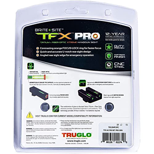 Image of Truglo TFX PRO Handgun Sight, Glowing Shock Proof Tritium and Fiber Optic Night Sight for Handguns, Compact, Durable, and Snag Free Sight