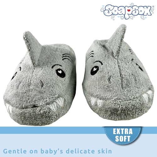 Image of SoapSox Hooded Towel & Slipper Set for Kids - Soft Cotton Towel w /Hand Pockets + Matching Slippers - 27x45 inch Gift Set