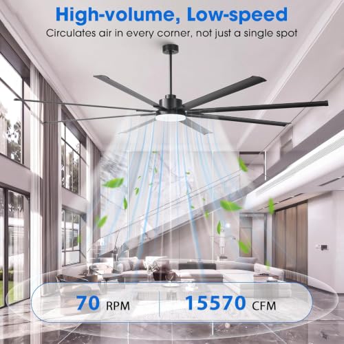Vaczon 100" Ceiling Fan with Light and Remote, Quite DC Motor, Large Room - image 3
