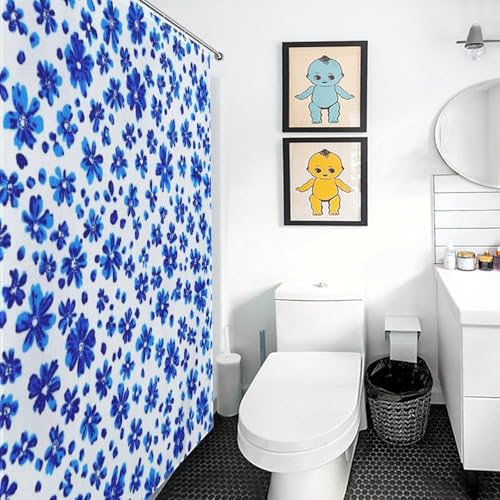 Rideau de douche rustique anti éclaboussures bleu lavable 183cm