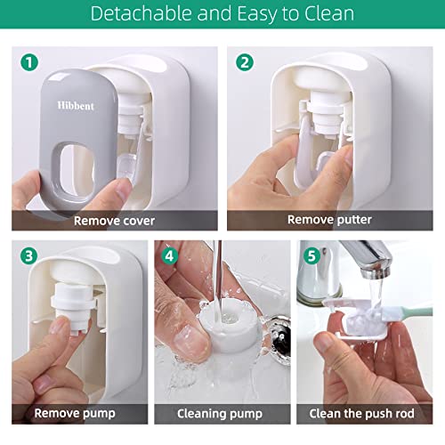 image for Hibbent 2 Pack Toothpaste Dispenser Wall Mounted, Automatic Toothpaste