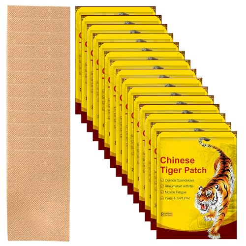 KUWUNG 120 Piezas Parches de Calor, Tiger Parches para el dolor, Parches dolor para Espalda, Cintura, Cuello, Rodillas, Aliviar el dolor muscular y articular