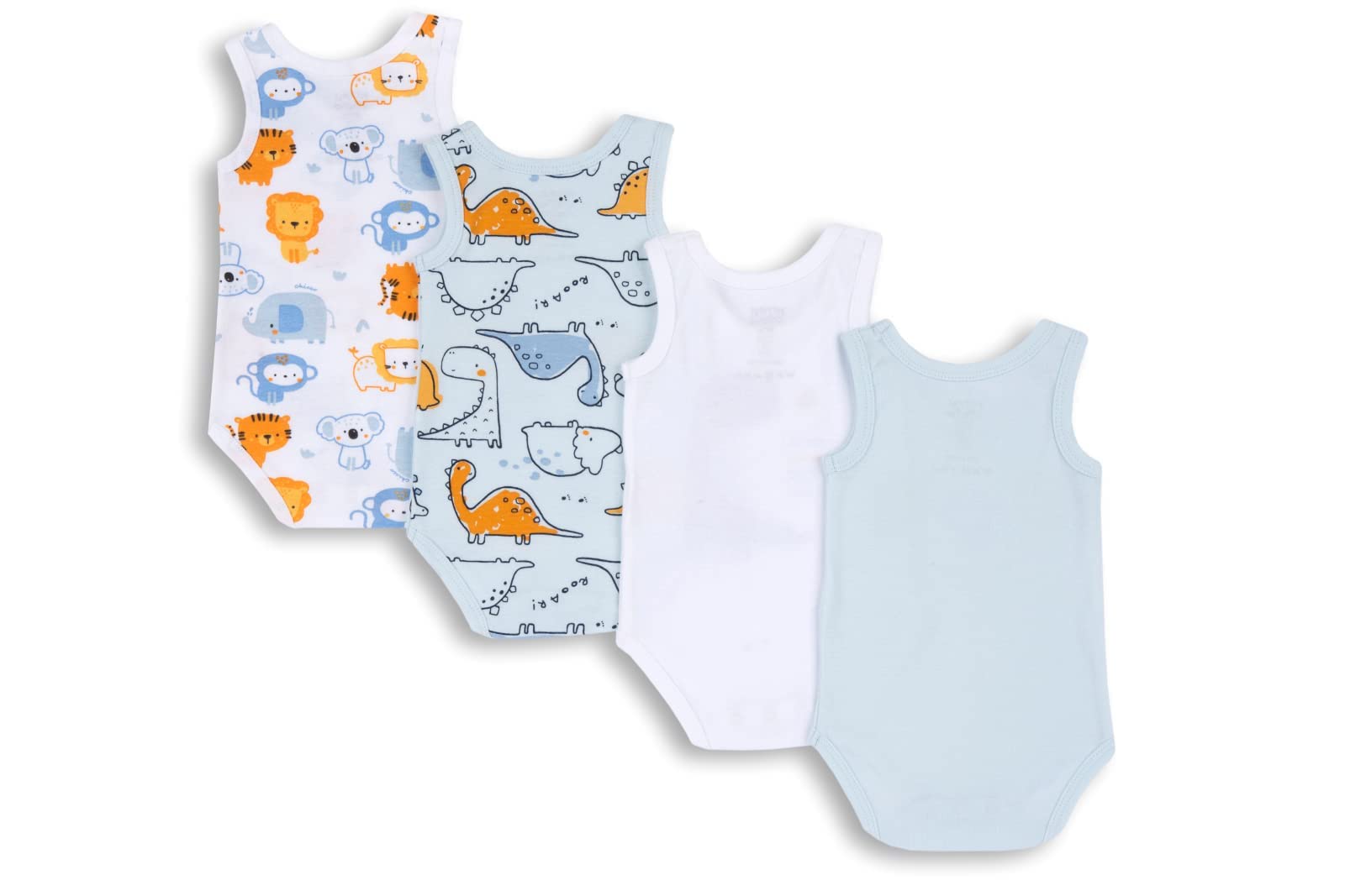 Chicco Set Body Senza Maniche In Cotone Body Unisex - Bimbi 0-24 (Pacco da 4)