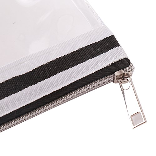 Multi-purpose Waterproof Clear Vinyl Zippered Toiletry Cosmetics Makeup Pouch With French Tape 4-pack3