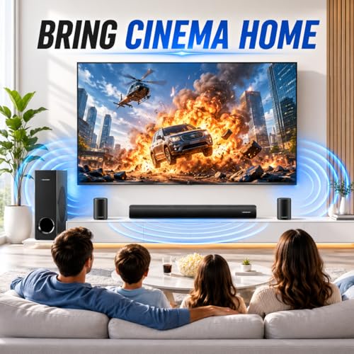Image of Blaupunkt SBW Chicago HT5.1 Soundbar with Wired Subwoofer & Satellites, Bluetooth, HDMI, Optical, USB, AUX, DSP Sound, Remote Control for Room Home Theater (Black)
