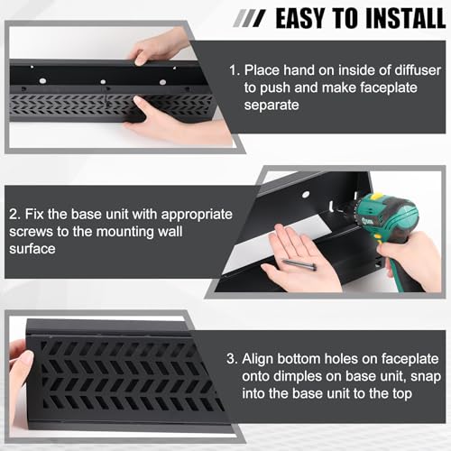Blulu 2 Pack 15 Inch Baseboard Register Vent Baseboard Diffuser, Black by Blulu - Used condition - Image 4