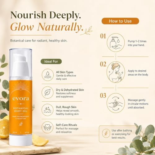 2Pcs Evora Botanical Body Oil, Wakame Algae, Brazil Nut & Passionflower Seed Oils, Lightweight Firming Massage Oil for Smoother-Looking Skin & Cellulite Appearance, Non-Greasy Hydrating Body Oil — view 5