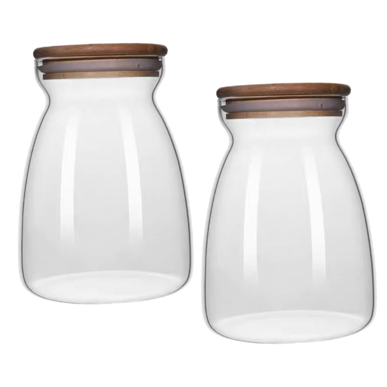 DOITOOL Contenedores de Vidrio Borosilicato 2 Piezas 1000ml para Almacenamiento y Conservación de Alimentos Tapa de Silicona y Base Plana para Escritorio