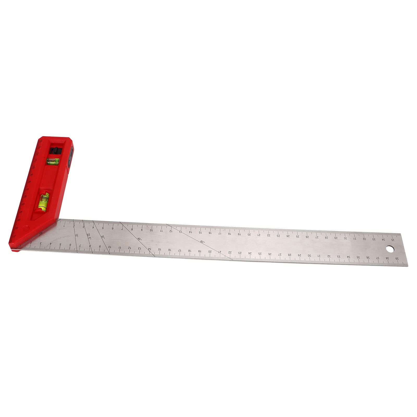 Accurate Woodworking Square, Scale Carpentry Measuring Marking Ruler Stainless Steel with Level Bubble for Marking for Carpenter(40CM/15.7IN)