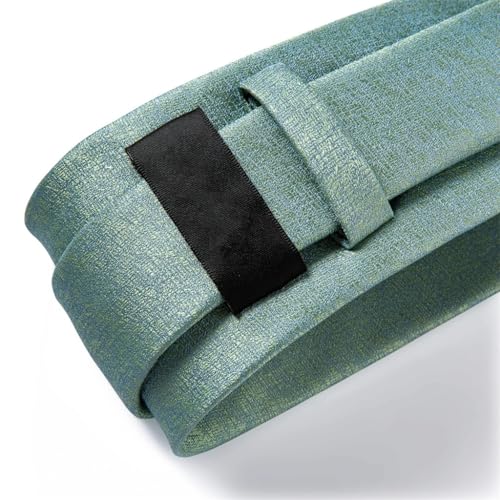 Corbata de poliéster seda negra para hombre con pañuelo y gemelos miniatura 4
