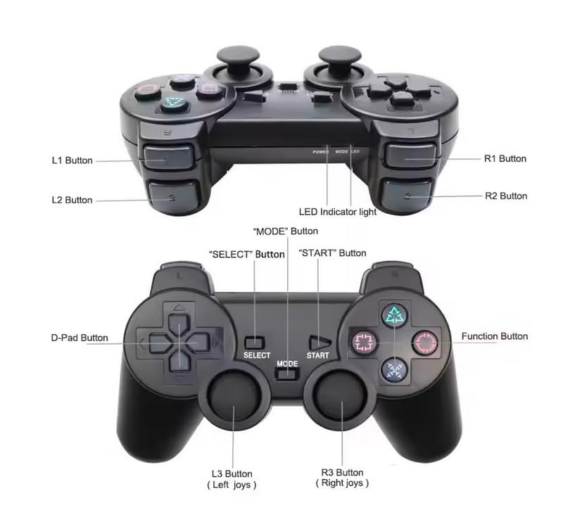 DARLINGTON & Sohns 2er Set Wireless Controller für PlayStation 2 Kabelloses Dual Shock Gamepad Vibration Kompatibel mit PS2 PS1 Konsole Kabellos