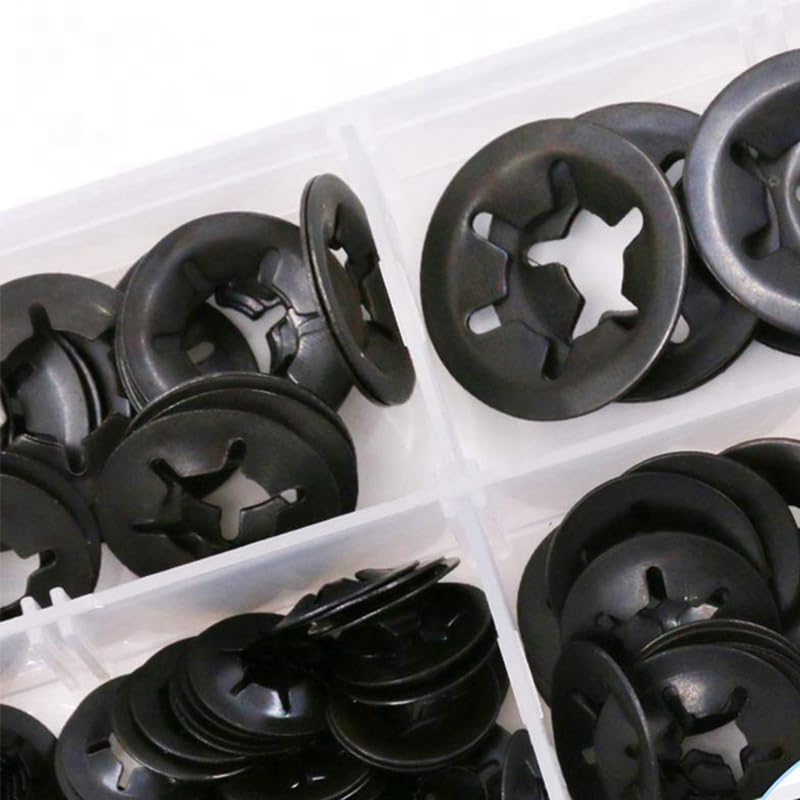 Generic 260Pcs Manganese Steel Torx Washer, Torx Hole Bearing Clamp Retaining Ring Combination Set - (Color: as Shown)