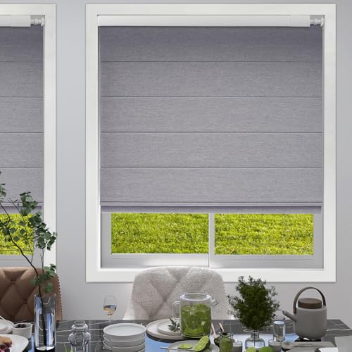 Zshine No Drill Custom Cordless Roman Shades for Indoor Windows Full Blackout 82150C