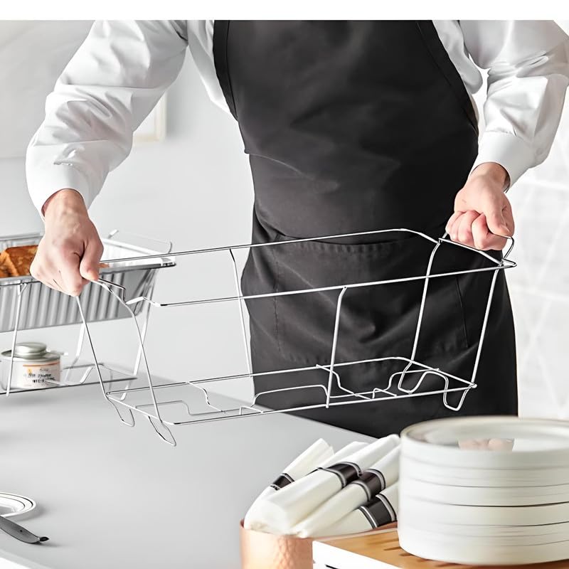 OCS Parts 3-Pack Chafing Wire Rack Buffet Stands for Full Size Disposable Pans | Chrome Chafing Stand with Handles for Buffets, Parties, Catering, Gatherings, Weddings and Events
