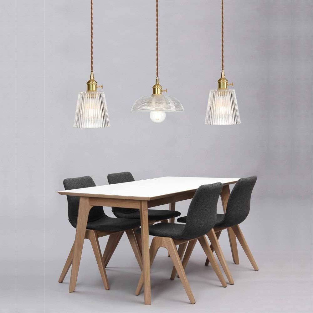 Vintage Stripes Glass Switch Lights Loft Style Copper Lamp for Bar Restaurant Room Hanglamp Suspension Luminaire E27 Edison Flush Mount Light