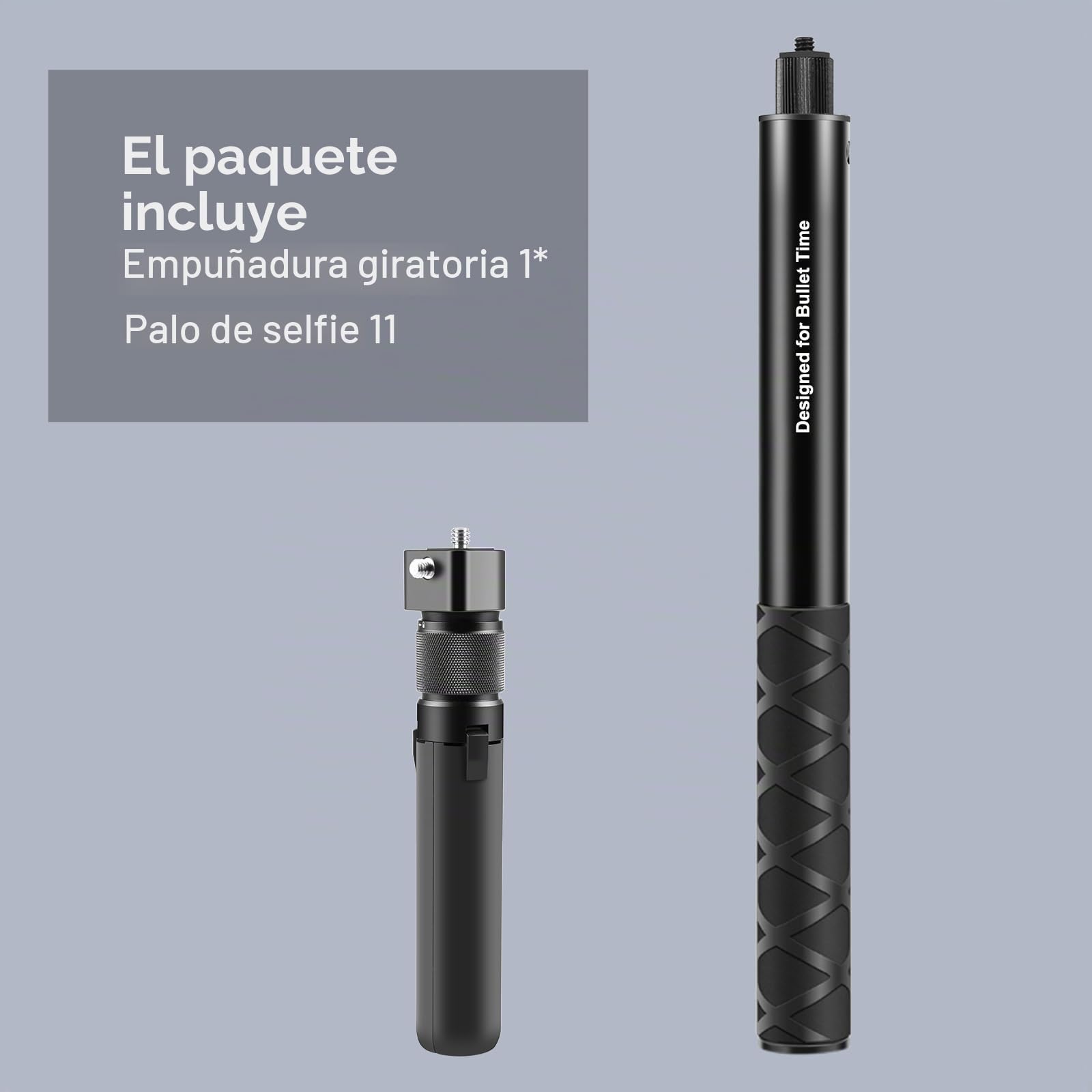 PULUZ Insta 360 Bullet Time Bundle para Insta360 X3 X4 X5 ONE X2, Palo selfie invisible de 114 cm y trípode con doble tornillo 1/4 para GoPro Hero 12 11 10 8 7 6 5 Osmo 360