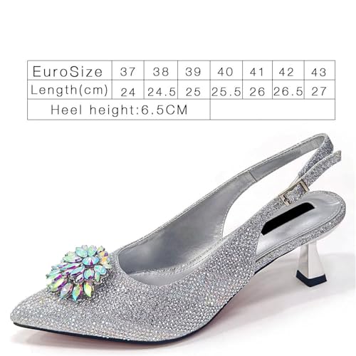 Women Shoes And Bag Set Silver Color Fashion High Heels for Women Pointed Toe Pumps Femmes Sandales2