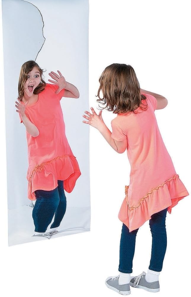 Fun Express Funhouse Mirror Carnival - Over 4 Feet Tall Distorting Mirror for Party Decorations | Portable Fun House for Kids Events, Photo Booth Props & VBS Vacation Bible School Decor