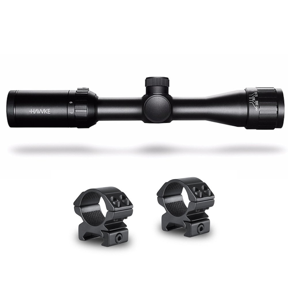 HawkeSport Optics Vantage 2-7x32 AO Mil Dot Riflescope 14111 & 2 Pc 1" Weaver Mounting Rings