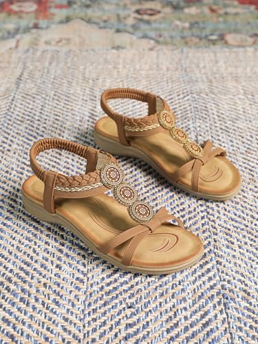 Sandals for Women Dressy Flat Comfortable Toe Ring Bohemian Beaded Summer Beach sandal3