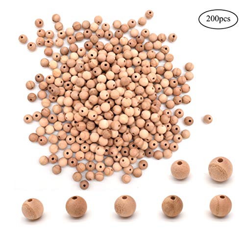 Liwein 200 Piezas Abalorios de Madera Natural,Pequeños Redondas Cuentas de Madera Espaciadoras Sueltas para Hacer Pulseras Bricolaje Joyas Manualidades Artesanal Haciendo(6 mm/8 mm)