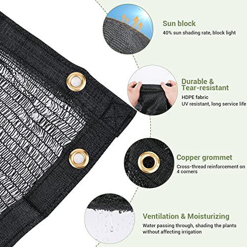 40% Garden Shade Cloth, 20x20FT HDPE Mesh Tarp with Upgraded Grommets, UV-Resistant Outdoor Sun Shades for Greenhouse, Garden, Patio Plants, Pergola